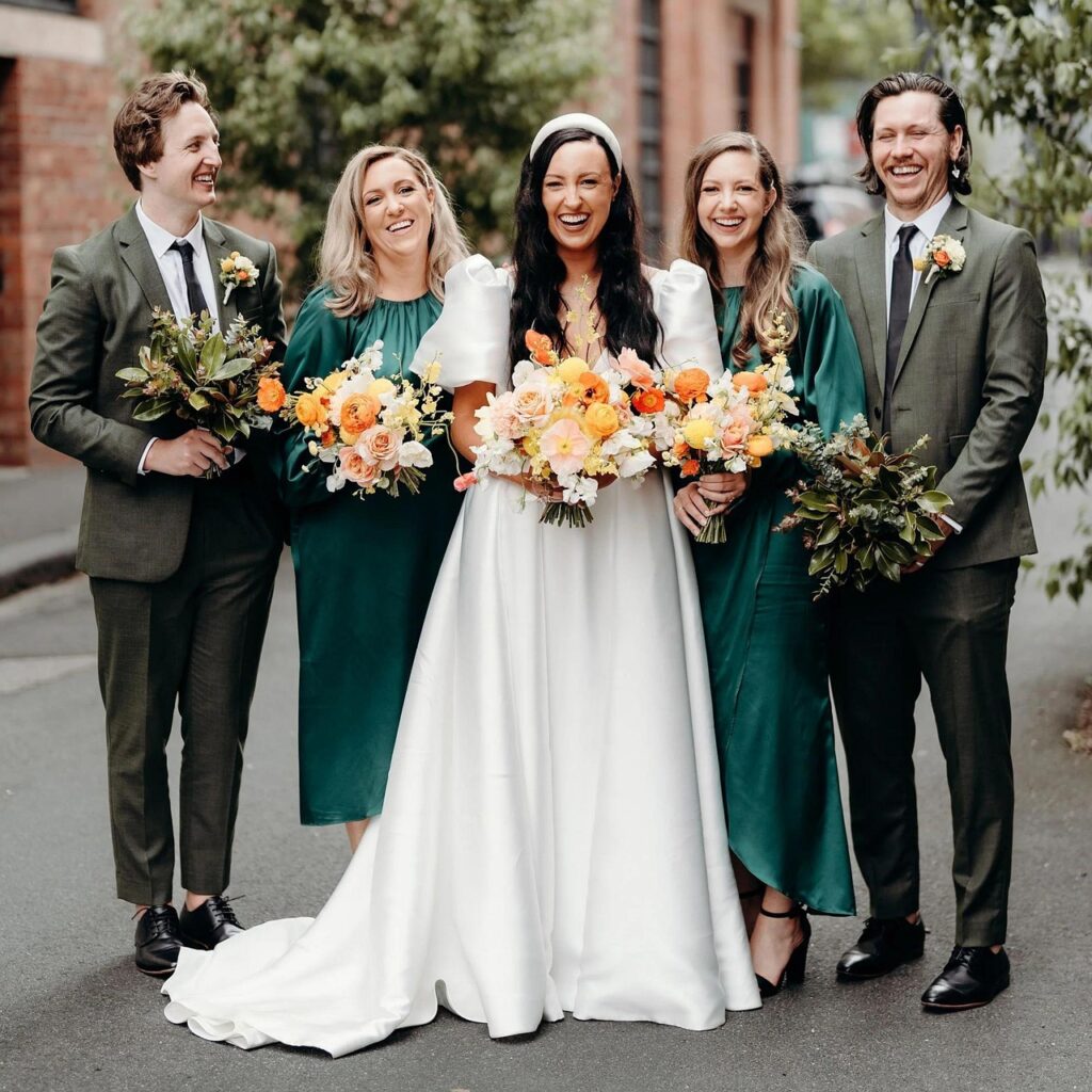 wedding, bride, wedding party, groomsmen, bridesmaids